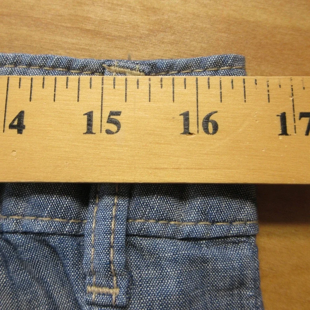 LEE Wide Leg Loose Fit Pleated Trouser Pant Sz 14 Indigo Prep Chambray Denim NWT